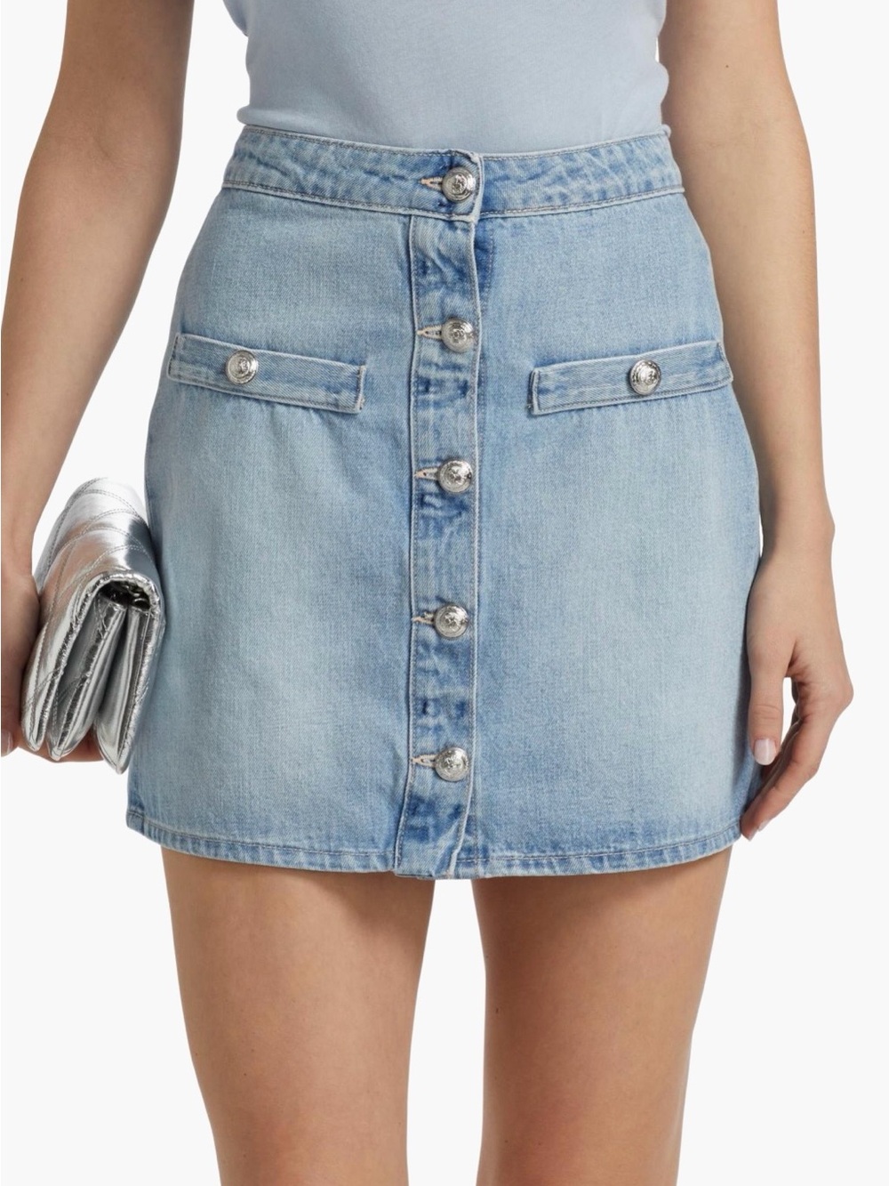 L'AGENCE Kris Button-Front Mini Skirt
